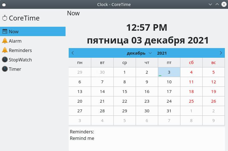 CoreTime. Time date and calendar