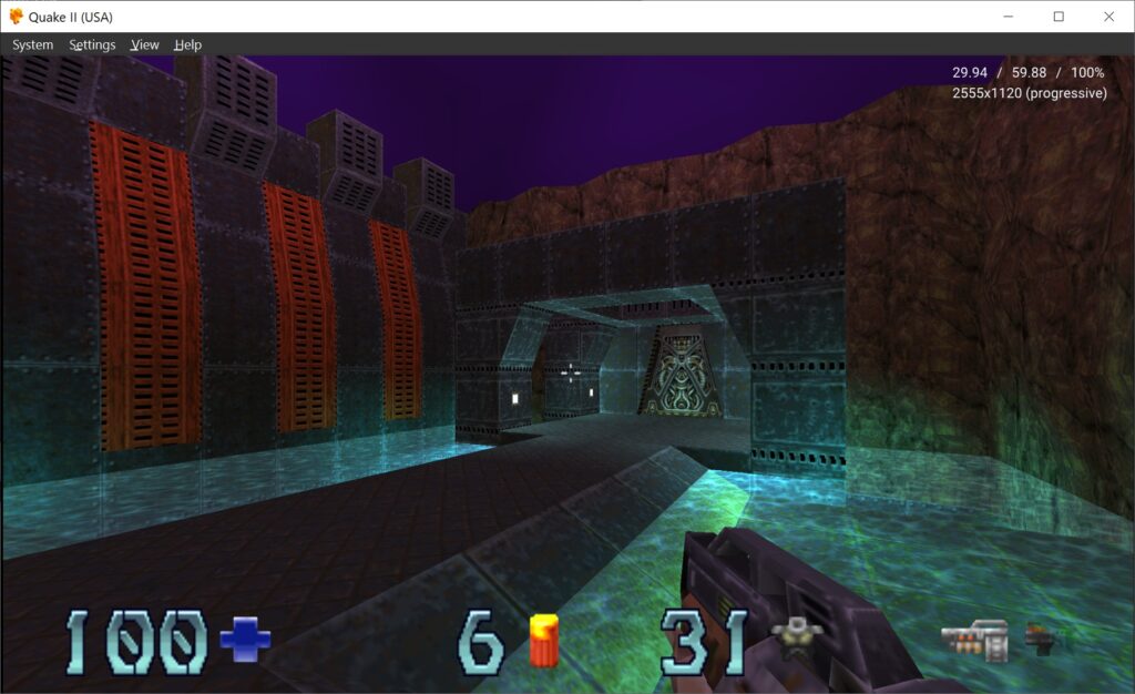 DuckStation. Quake II. The screenshot is taken from the official website