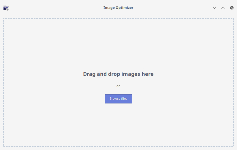 Image Optimizer. Start window