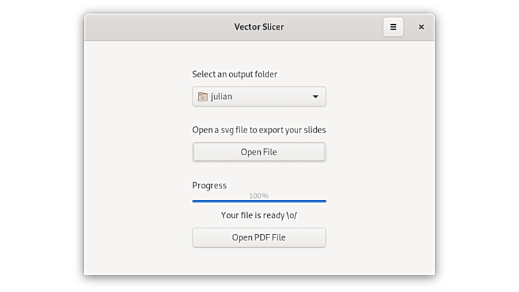 Vector Slicer. The program window. The screenshot is taken from the official website