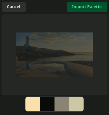 Emulsion. Importing a palette from an image