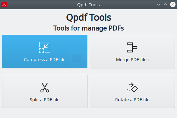 Qpdf Tools. Start window