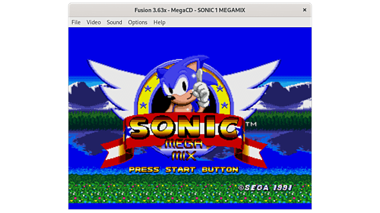 Kega Fusion. SONIC 1 MEGAMIX. The screenshot is taken from the official website