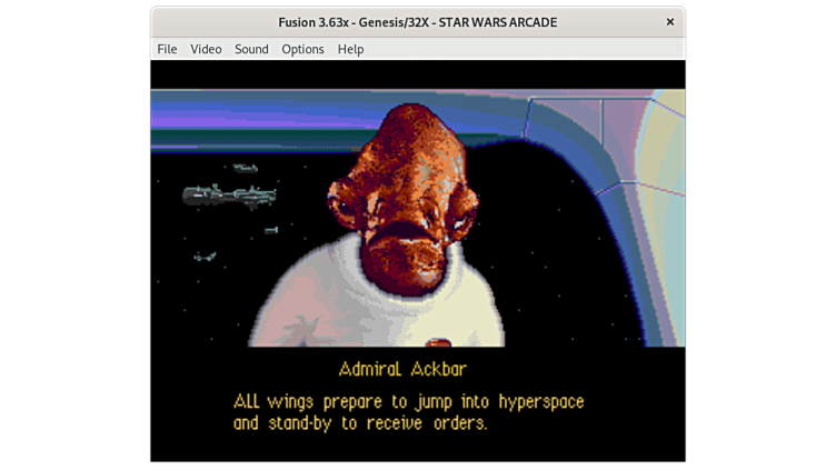 Kega Fusion. STAR WARS ARCADE. The screenshot is taken from the official website
