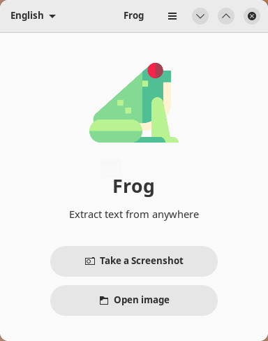 Frog. The start window of the program