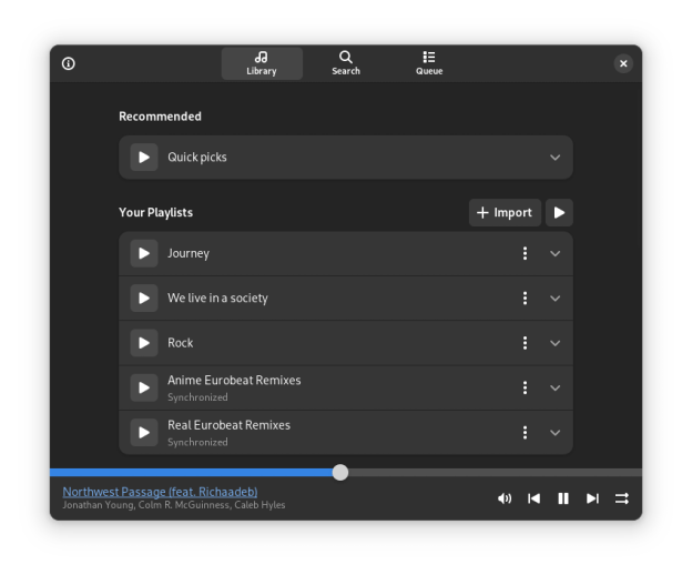 Monophony. Library. The screenshot is taken from the official website