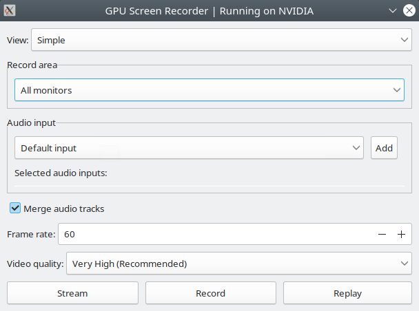 GPU Screen Recorder. Simple recording mode