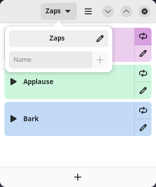 Zaps. Adding a collection of sounds