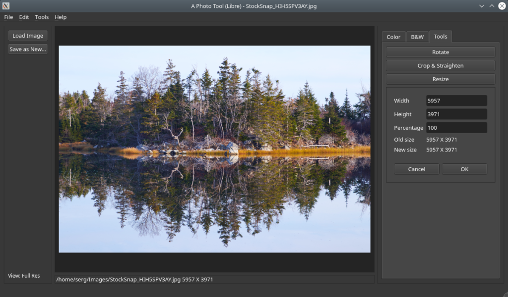 A Photo Tool (Libre). Tools. Resizing images