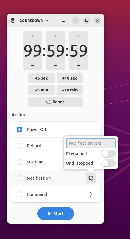 Time Switch. Notification Settings