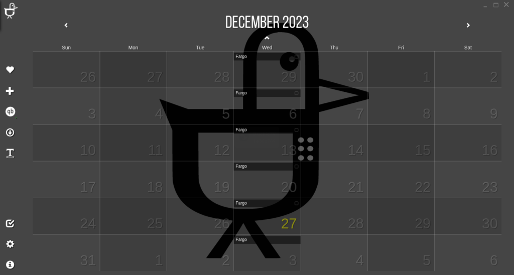 DuckieTV. Calendar