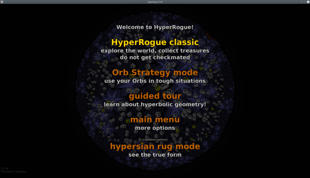 HyperRogue. The game menu