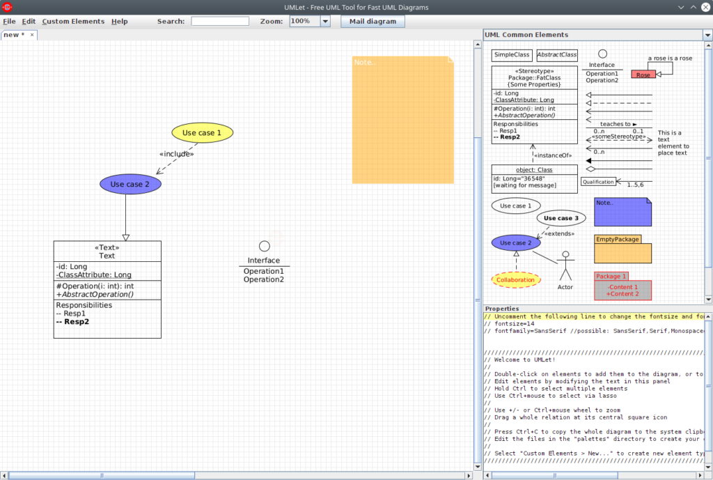 UMLet. Creating a diagram