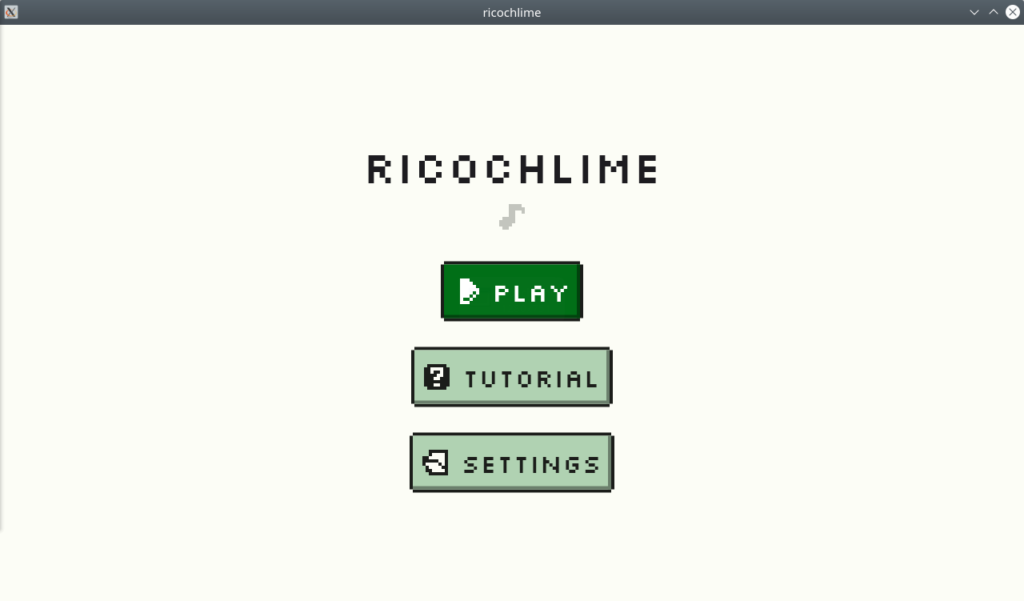 Ricochlime. The game menu