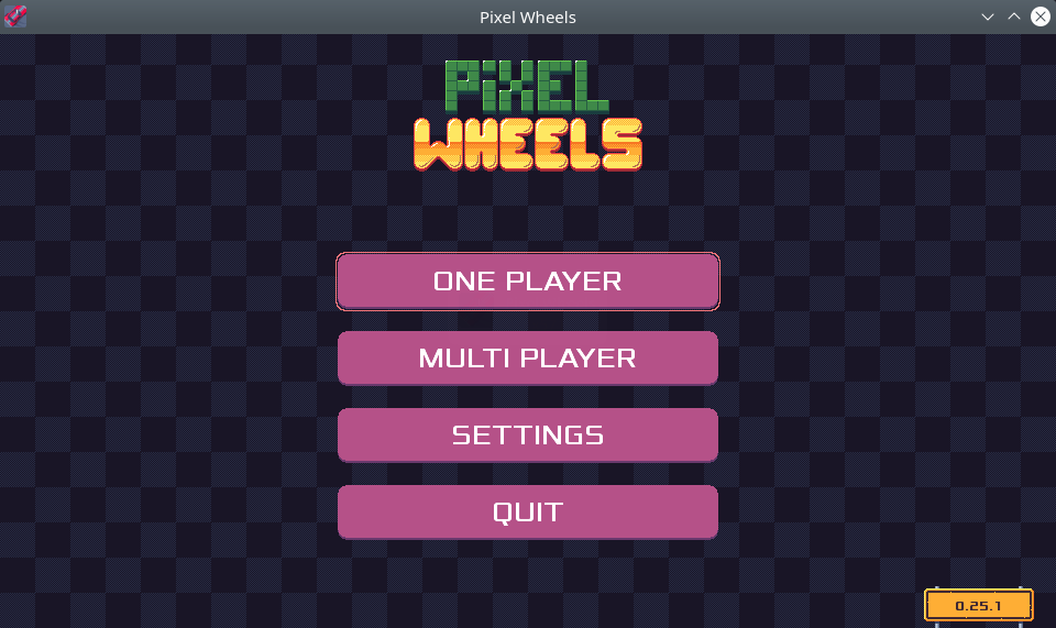 Pixel Wheels. The game menu