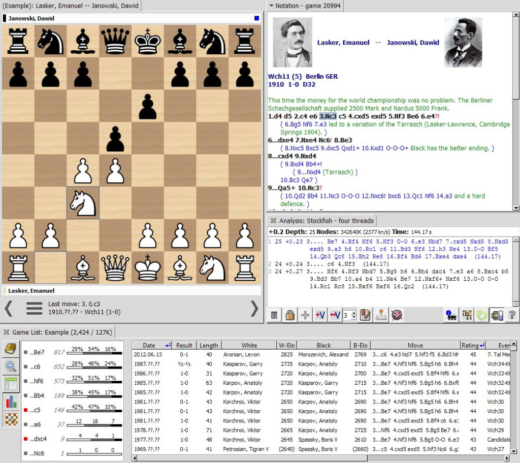 SCID. A game from the collection. The screenshot is taken from the official website