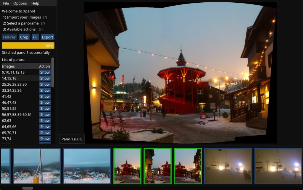 Xpano. Stitching photos. The screenshot is taken from the official website