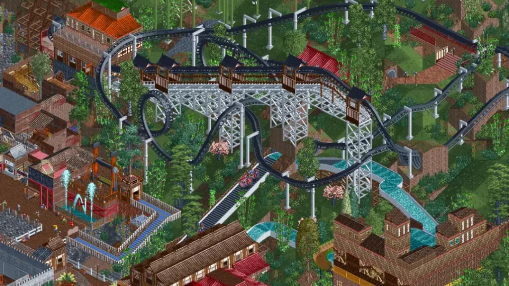 OpenRCT2. The process of the game. The screenshot is taken from the official website