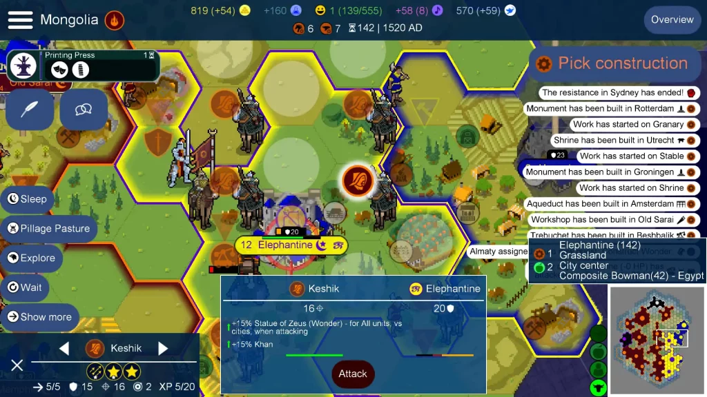 Unciv. Gameplay. The screenshot is taken from the official website