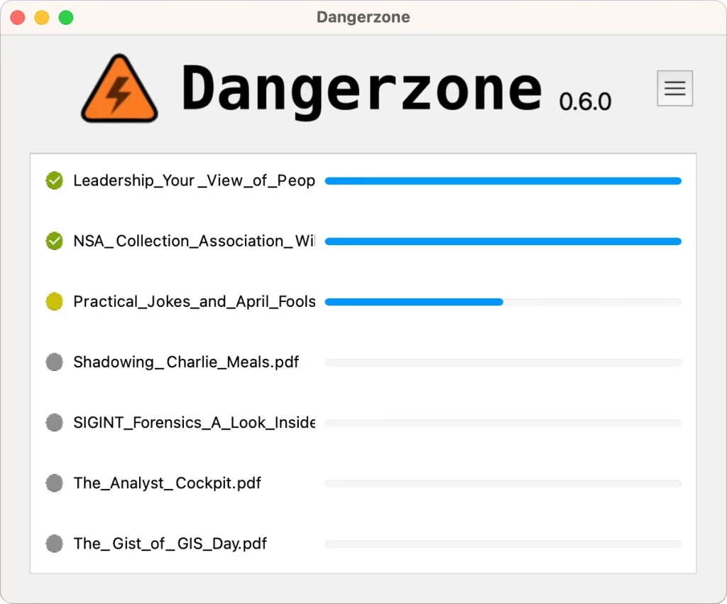 Dangerzone. Convert files to safe PDF files. Screenshot taken from the official website